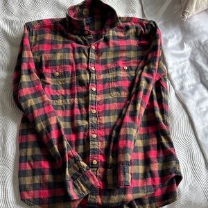 J. Crew Red and Brown Flannel Shirt